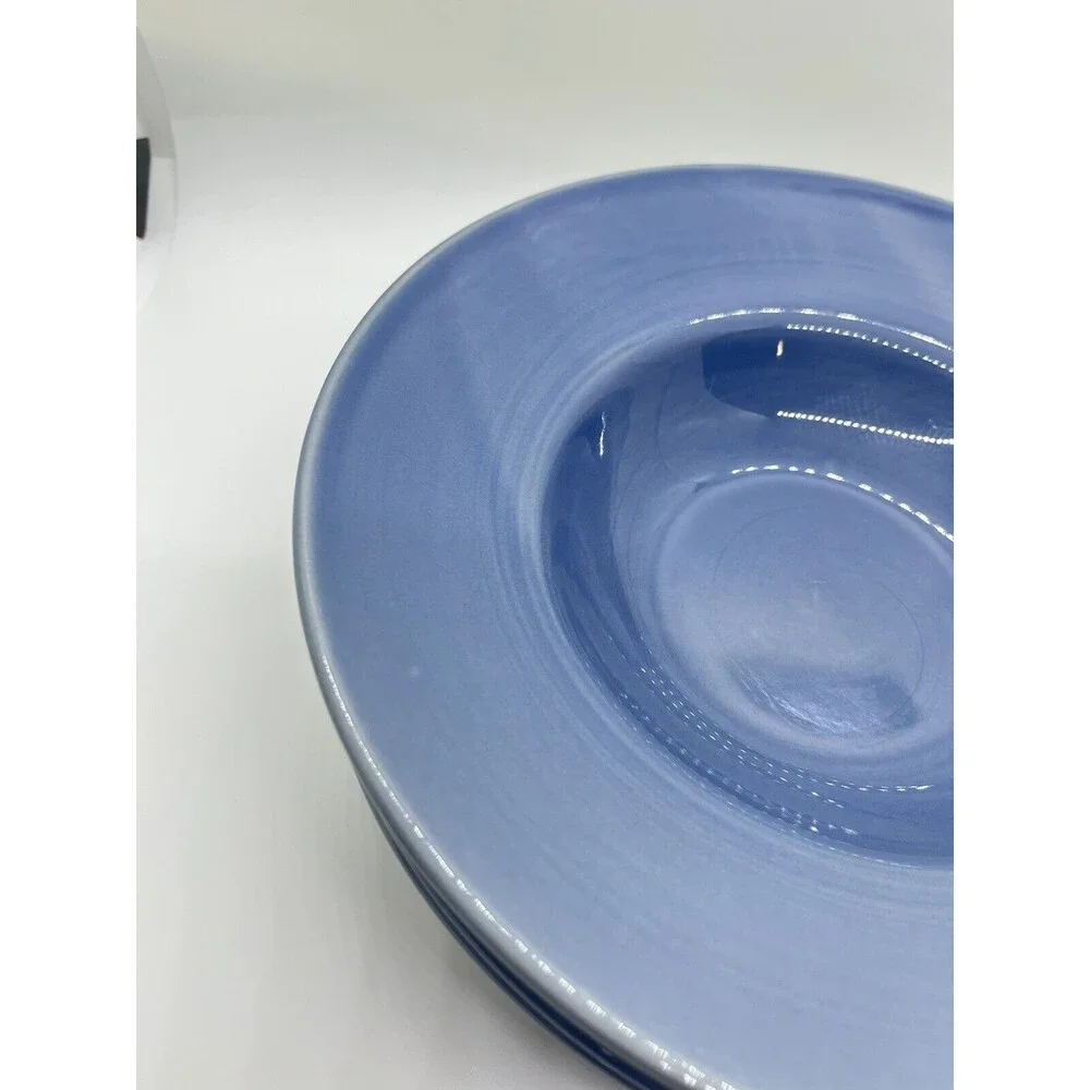 Pier 1 Blue Salad Soup Bowls Set of 3 Stoneware 9